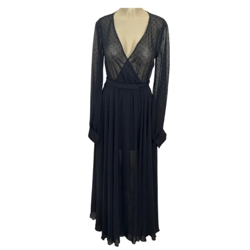 CQ by CQ Black Sheer Long Sleeve Maxi Dress